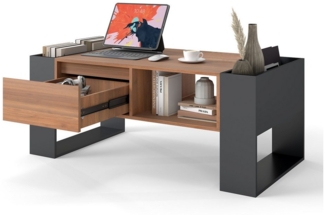 Puluomis Couchtisch Couchtisch mit offenem Regal und Schublade, 98cm