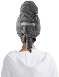 OKWISH Turban-Handtuch Haartuch Haarhandtuch Kopf Turban Handtuch Haartrocknungshandtuch, (mit Elastischem Band Weich Waffeldesign zum Trocknen der Haare, 1-St), Mikrofaser Schnell Trocknend Super Saugfähig für Haar alle Haartypen