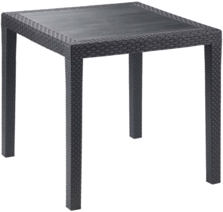 Dmora Außentisch Angelico, quadratischer Gartentisch, festes Regal in Rattan-Optik, 100 % Made in Italy, 79x79h72 cm, Anthrazit
