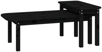 2-tlg. Couchtisch-Set, Sofatische Schwarz Massivholz Kiefer