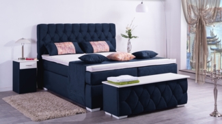 Meisterbetten Boxspringbett Jana 240x220 in VS-Blau, Matratzenbezug Nano, Ergoflex-Topper