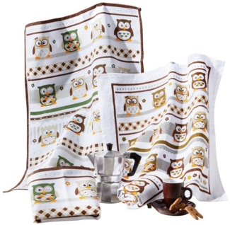 Kracht Geschirrtuch Geschirr- und Frottiertuch 4er-Pack, Halbleinen/Frottier Motiv