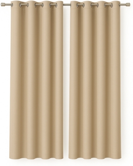 Gardine mit Ösen 140x145 cm ( Breite x Länge ) in Beige, blickdichter Vorhang, Ösenvorhang in vielen Variationen