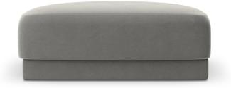 Micadoni Samtstoff Pouf Hocker Miley | Bezug Light Grey | Beinfarbe Black Plastic