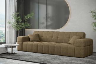 Sofa Designersofa NANCY 3-Sitzer in Stoff Neve Hellbraun