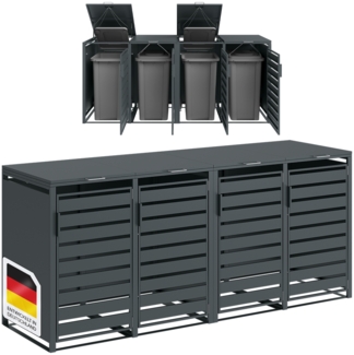 STEELSØN 'Kestra' Mülltonnenbox für 4 Tonnen je 240 Liter, anthrazit, Mülltonnenverkleidung aus Stahl, wetterfest, 116x80x264 cm