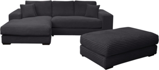 WERK2 Polstergarnitur Eden L-Form + Hocker, (Set), Design Ecksofa + Hocker in Cord mit besonders weichem Sitzkomfort