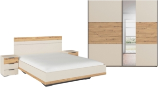 rauch Schlafzimmer-Set Komplettschlafzimmer Schlafzimmer Schlafzimmermöbel SAJO, (Set, 4-tlg, Set: Kleiderschrank mit/ohne Spiegel, Bett in 2 Breiten, 2 Nachttische), optional mit Spiegel am Kleiderschrank MADE IN GERMANY