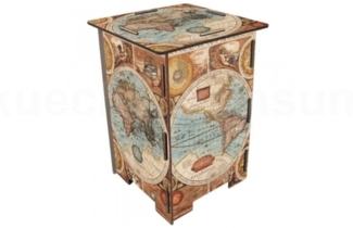 Werkhaus Photohocker 240 Alte Weltkarte Hocker, Holz, bunt, 29. 5x29. 5x43 cm