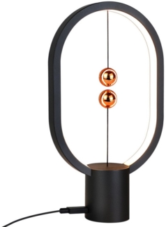 Nettlife LED Tischleuchte Schwarz Morden Kleine Deko Nachttischlampe Magnetlampe, mit USB Ladeanschluss, LED fest integriert, Warmweiß, Wohnzimmer Bedside Schlafzimmer Büro Geschenk