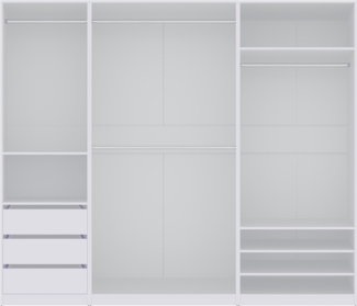 Marmex Möbel TRES SET L(B) Breiter Kleiderschrank ohne Türen, Schrankset mit Einlegeböden, Kleiderbügelstangen und Schubladen, Einbauschrank, laminierte Spanplatte, weiß, 240x206x51 cm