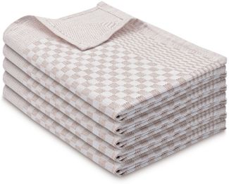 ZOLLNER 5er Set Geschirrtücher Baumwolle in 46x70 cm - super saugstarke und robuste Küchentücher – waschbar bis 60°C – in braun kariert - Gastronomiequalität - Oeko Tex® Zertifiziert