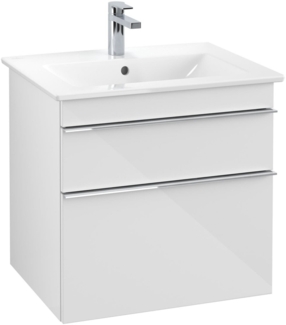 VILLEROY & BOCH VENTICELLO Waschbeckenunterschrank 60 cm breit, Weiß, Griff Chrom, 2 Schubladen