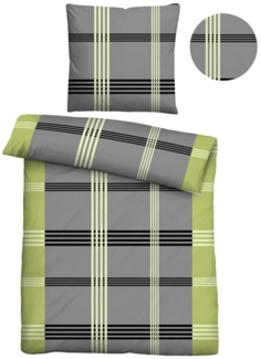 Traumhaft schlafen - Castell - Markenbettwäsche Baumwoll Renforce Bettwäsche 0040563 KARO-STREIFEN, pistaziengrün, 1x 135x200 cm + 1x 80x80 cm