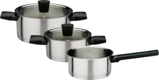 GSW Topf-Set Novero, Edelstahl 18/8 (Set, 5-tlg, 1 Kochtopf 16 x H 8,0 cm, 1 Kochtopf 20 x H 10 cm, 1 Kasserolle 16 cm), praktischen Literskala, Induktion