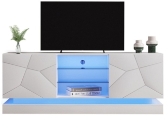 MODFU TV-Schrank Lowboard (Hochglanz, mit verstellbaren Einlegeböden Hochglanz mit LED-Beleuchtung) Breite: 160cm