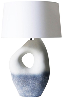 Tischleuchte 16 x 30 x 69 cm Keramik Leinen Blau Weiß