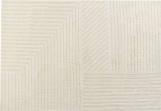 Teppich Wolle hellbeige 160 x 230 cm Streifenmuster ABEGUM