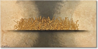 WandbilderXXL Gemälde Golden Times 120x60 cm, Abstraktes Gemälde, handgemaltes Unikat