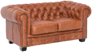 Sofa Chesterfield 2-Sitzer Echtleder vintage cracker