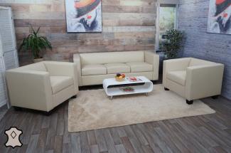 3-1-1 Sofagarnitur Couchgarnitur Loungesofa Lille ~ Leder creme