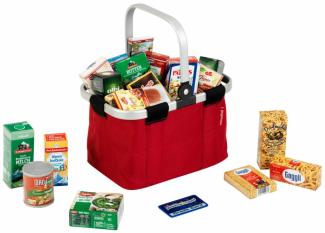 Theo Klein reisenthel Einkaufskorb Mini, Gefüllt, Zubehör Kaufladen, Lebensmittel, Kinder Spielzeug, 9619