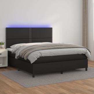 vidaXL Boxspringbett mit Matratze & LED Schwarz 180x200 cm Kunstleder 3135897