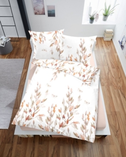 Dormisette Bettwäsche DORMISETTE Bettwäsche BLÄTTER Satin BL 135x200 cm orange Bettbezug