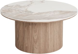 Couchtisch >Athens< in weiss / Dunkelbraun, Keramik, MDF, Dekor - 40x80cm (HxD)