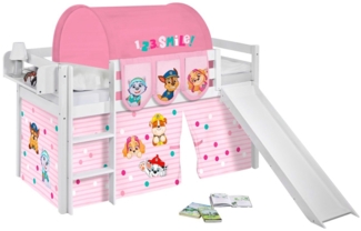 Lilokids Hochbett JELLE mit Rutsche mit PAW PATROL Vorhang - Kinderbett & Spielbett mit Rutsche und Vorhang