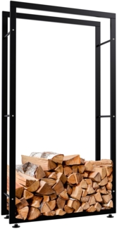 DELUKE® Kaminholzregal innen Metall SATLO - für Feuerholz Brennholzregal innen Kaminholzständer Kaminholzhalter Feuerholzregal InnenSchwarz, 25x80x150cm