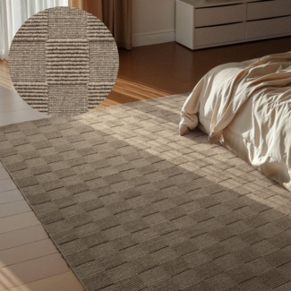 Villeroy & Boch Wollteppich Scala, rechteckig, Höhe: 10 mm, Handgewebt, Wolle, Kariert, Natur, 3D-Struktur, Karo, Wohnzimmer