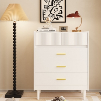 HOMAVO Kommode DG2 mit 5 Schubladen, mit Beinen, 74x90 cm, FSC®, 15 cm Holzfüße, Wellenfront