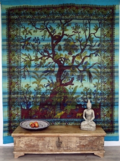 Guru-Shop Tagesdecke Boho-Style Wandbehang, indische Tagesdecke..