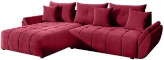 Furnix Ecksofa CALVANI-L Sofa mit Schlaffunktion Bettkasten Kissen Couch, komfrtabel undd funktional