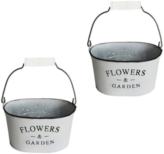 Macosa Home Pflanzschale Deko Pflanztopf Weiß Zink vers. Größen Wanne Oval Vintage Metall (verschiedene Größen zur Auswahl, Metall-Blumentopf Pflanzgefäß Dekotopf Gefäß), Zinkwanne Landhaus Garten-Dekoration
