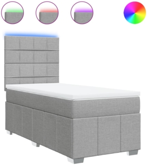 vidaXL Boxspringbett mit Matratze Hellgrau 80x200 cm Stoff 3293795