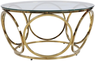 Couchtisch Gold und Klarglas 80 x 80 x 40 cm