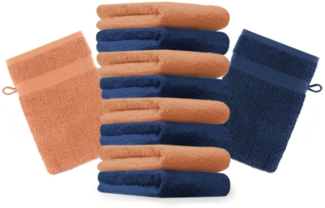 Betz Waschhandschuh 10 Stück Waschhandschuhe Premium16x21 cm Farbe dunkelblau/ orange