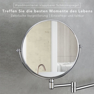 Feel2Home Kosmetikspiegel Makeup Spiegel Badspiegel Rasierspiegel Schminkspiegel Kosmetikspiegel, 10-facher Vergrößerung