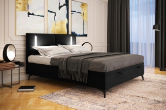 99rooms Hugette Boxspringbett Kunstleder SOFT Schwarz 160x200 cm