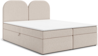 AX LIVING Boxspringbett 200x200 Migwell Beige mit Kopfteil Bettkasten