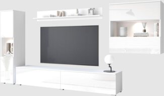 INOSIGN Wohnwand PARIS, (Komplett-Set, 4-St), TV-Wand 300cm breite, grifflose Design, stehend und hängend montierbar