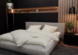 Mako Satin Bettwäsche Streifen meliert hellbraun 135x200 + 80x80