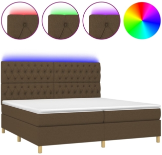 Boxspringbett mit Matratze & LED Stoff Dunkelbraun 200x200 cm, Härtegrad: H2 [3135704]