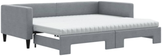 vidaXL Tagesbett Ausziehbar mit Matratze Hellgrau 90x190 cm Stoff 3196606