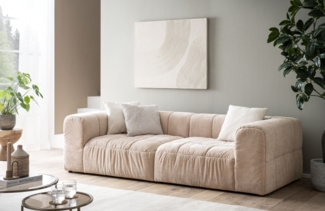 DOMO. collection Sofa 800 019, 3-Sitzer Couch mit Taschenfederkern und gepolsterter Rückenlehne, 3er Bigsofa, Polstergarnitur 113 x 250 x 72 cm (BxTxH), rosé
