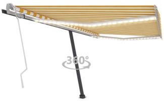 vidaXL Markise Manuell Einziehbar mit LED 450x350 cm Gelb und Weiß 3069843