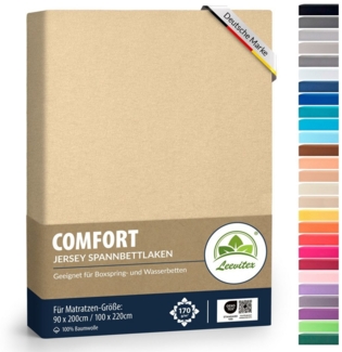 leevitex® Spannbettlaken Premium 170g/m², Gummizug: rundum, schwer und dick, 100% Jersey-Baumwolle, auch Boxspringbett geeignet