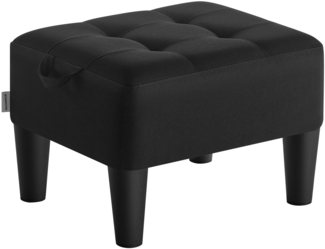 SONGMICS Sitzhocker, Fußhocker, Leinenimitat, Hocker, Dicke Polsterung, bis 150 kg belastbar, für Wohnzimmer Schlafzimmer Eingangsbereich, tintenschwarz